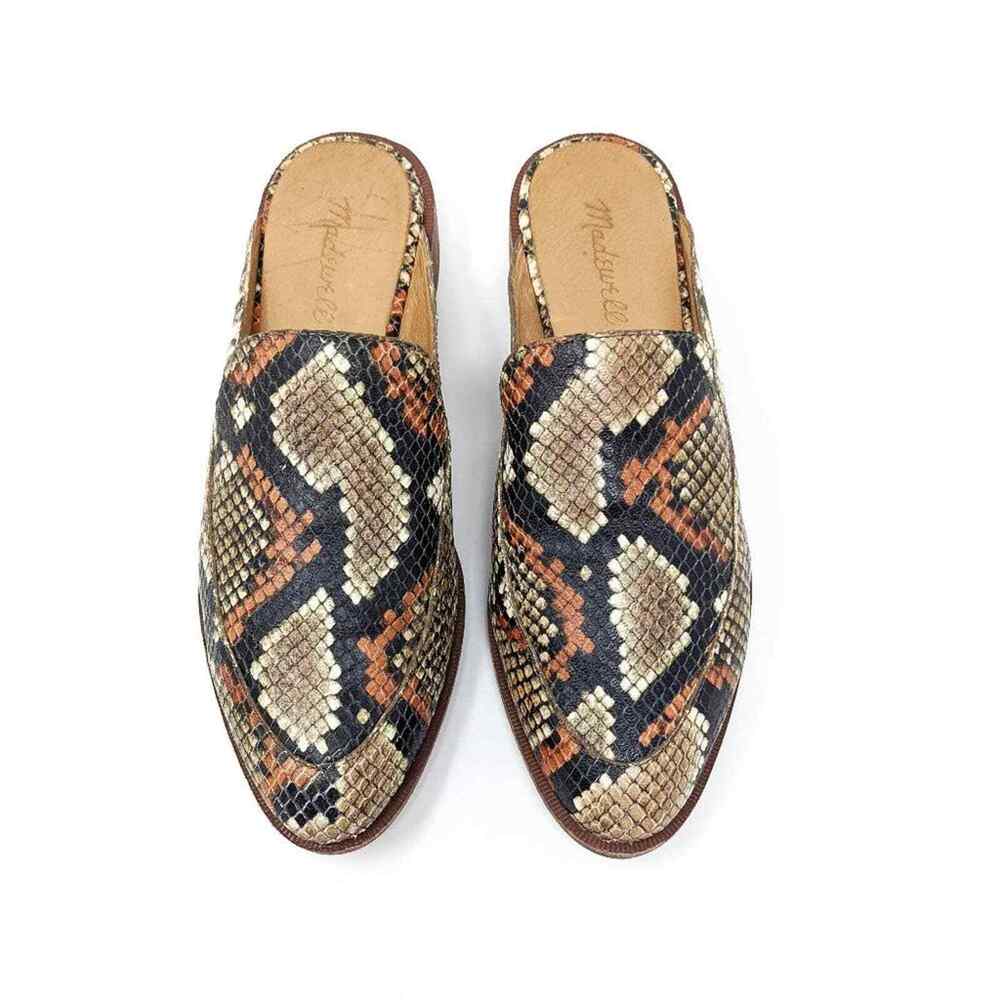 Madewell Womens 8 Frances Snake Leather Loafers Mules Slip On Shoes